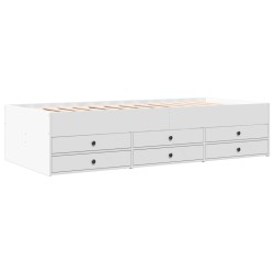 vidaXL Tumbona con cajones madera de ingeniería blanco 90x190 cm