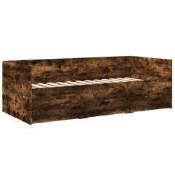 vidaXL Tumbona con cajones madera ingeniería roble ahumado 90x190 cm