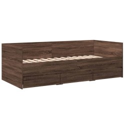 vidaXL Tumbona con cajones madera ingeniería roble marrón 100x200 cm
