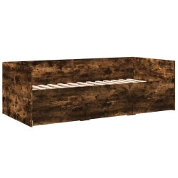 vidaXL Tumbona con cajones madera ingeniería roble ahumado 100x200 cm