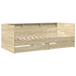 vidaXL Tumbona con cajones madera ingeniería roble Sonoma 90x190 cm