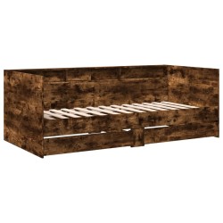 vidaXL Tumbona con cajones madera ingeniería roble ahumado 90x190 cm