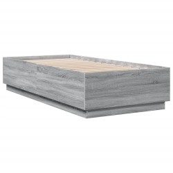 vidaXL Estructura de cama madera de ingeniería gris Sonoma 100x200 cm