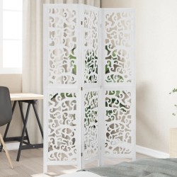 vidaXL Biombo separador de 3 paneles madera maciza Paulownia blanco