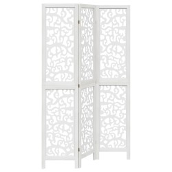 vidaXL Biombo separador de 3 paneles madera maciza Paulownia blanco