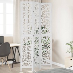 vidaXL Biombo separador de 3 paneles madera maciza Paulownia blanco