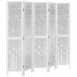 vidaXL Biombo separador de 5 paneles madera maciza Paulownia blanco