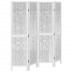 vidaXL Biombo separador de 4 paneles madera maciza Paulownia blanco