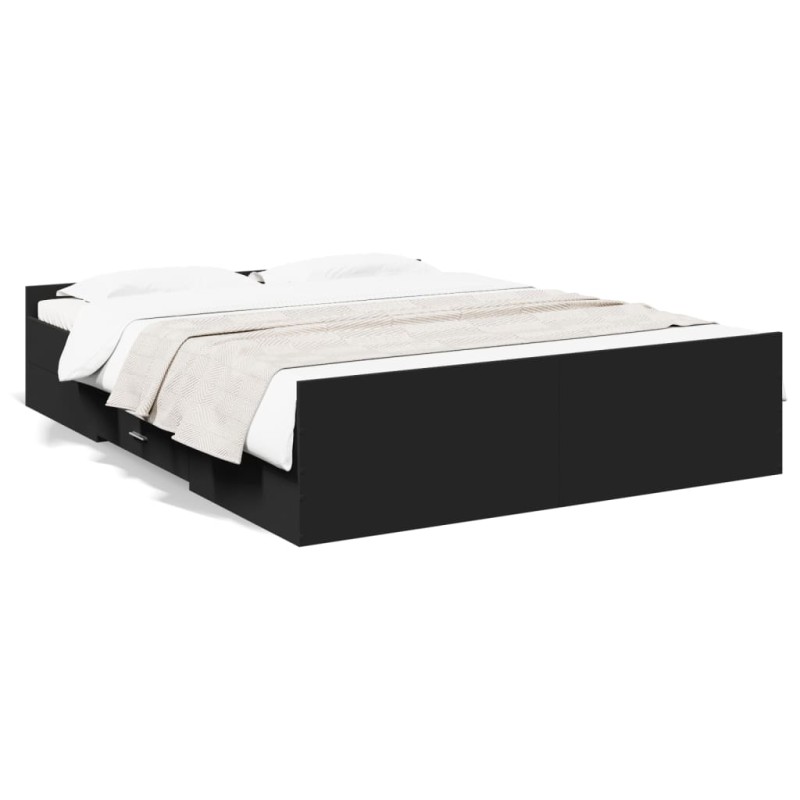 vidaXL Estructura cama con cajones madera ingeniería negra 160x200 cm