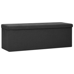 vidaXL Banco de almacenamiento plegable lino sintético negro