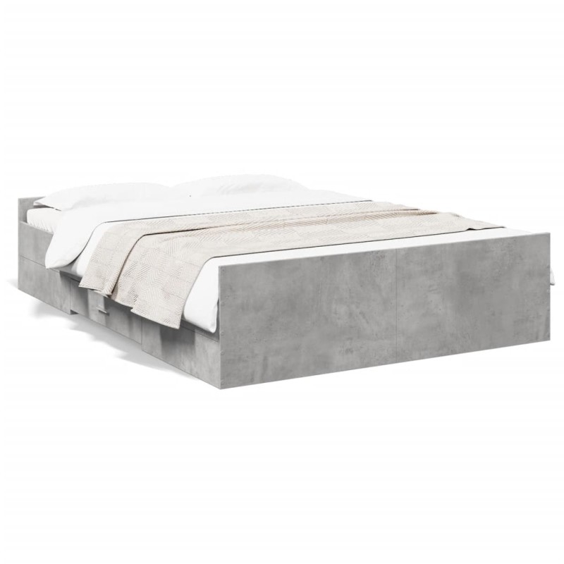 vidaXL Cama con cajones madera de ingeniería gris hormigón 120x190 cm vidaXL Cama con cajones madera de ingeniería gris hormigón 120x190 cm
