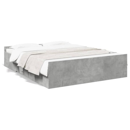 vidaXL Cama con cajones madera ingeniería gris hormigón 160x200 cm