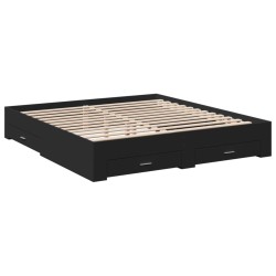 vidaXL Estructura cama con cajones madera ingeniería negra 180x200 cm