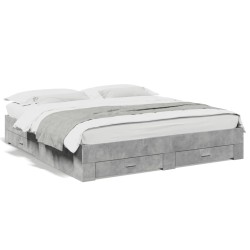 vidaXL Cama con cajones madera ingeniería gris hormigón 180x200 cm