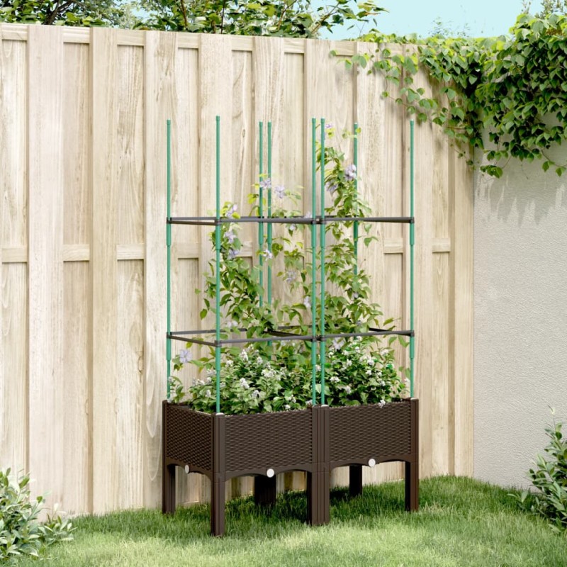 vidaXL Jardinera con enrejado PP marrón 80x40x142,5 cm vidaXL Jardinera con enrejado PP marrón 80x40x142,5 cm