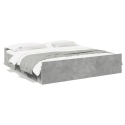 vidaXL Cama con cajones madera ingeniería gris hormigón 200x200 cm