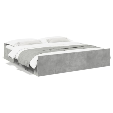 vidaXL Cama con cajones madera ingeniería gris hormigón 200x200 cm