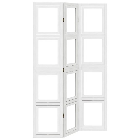 vidaXL Biombo separador de 3 paneles madera maciza Paulownia blanco