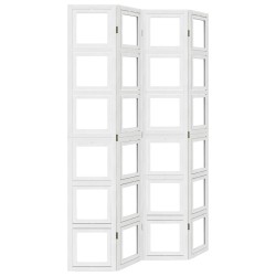 vidaXL Biombo separador de 4 paneles madera maciza Paulownia blanco