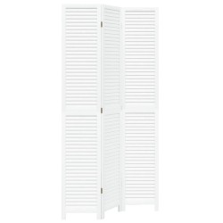 vidaXL Biombo separador de 3 paneles madera maciza Paulownia blanco
