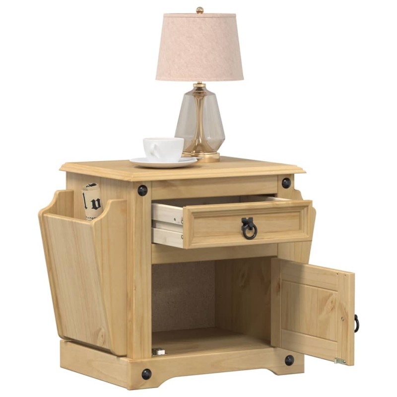 vidaXL Mesita de noche Corona madera maciza de pino 45x35x47,5 cm