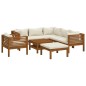 vidaXL Muebles de jardín 8 pzas cojines crema madera maciza de acacia vidaXL Muebles de jardín 8 pzas cojines crema madera maciza de acacia