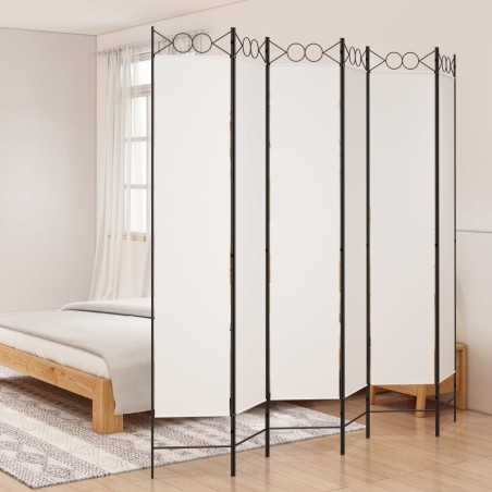 vidaXL Biombo divisor de 6 paneles de tela blanco 240x220 cm