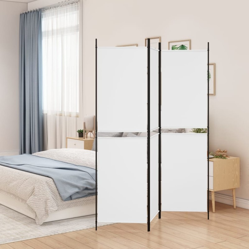 vidaXL Biombo divisor de 3 paneles de tela blanco 150x200 cm vidaXL Biombo divisor de 3 paneles de tela blanco 150x200 cm