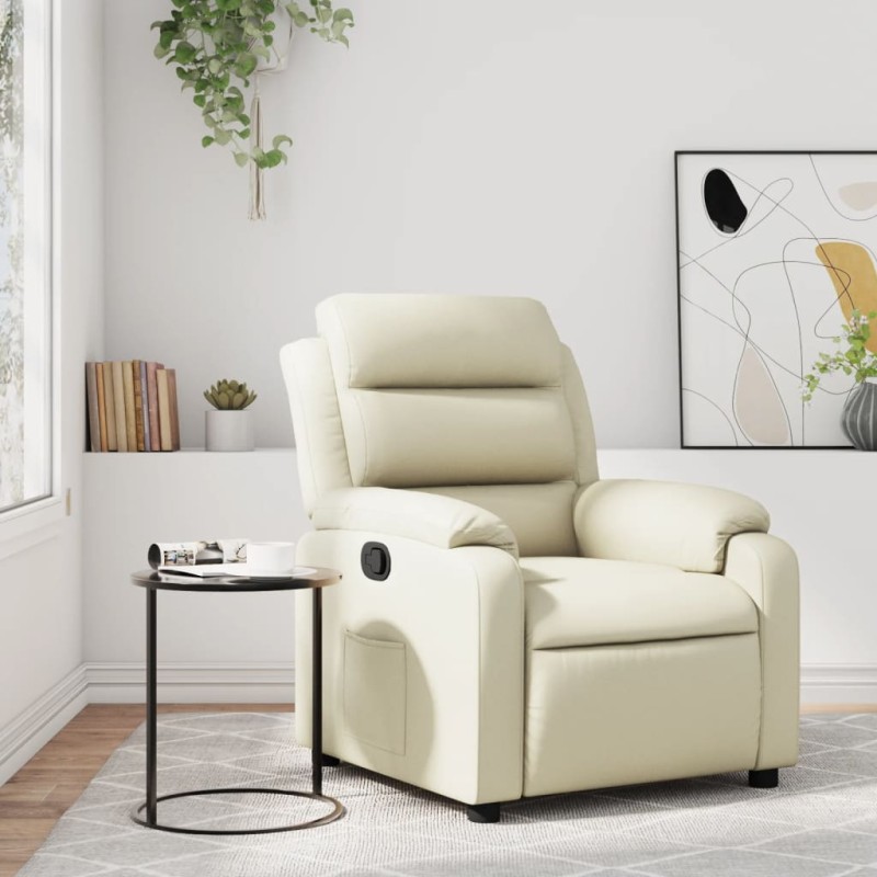 vidaXL Sillón reclinable de cuero sintético crema vidaXL Sillón reclinable de cuero sintético crema
