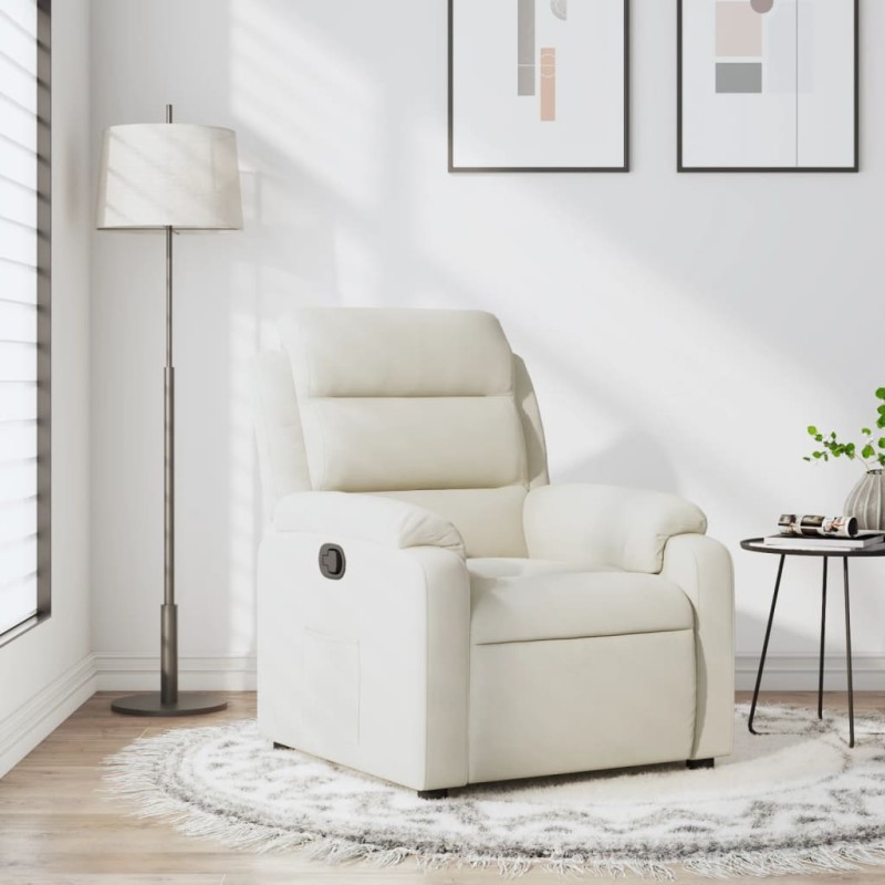 vidaXL Sillón reclinable terciopelo blanco crema vidaXL Sillón reclinable terciopelo blanco crema