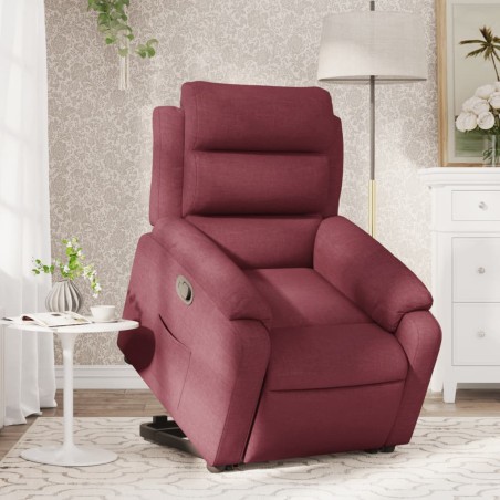 vidaXL Sillón reclinable elevable tela rojo tinto