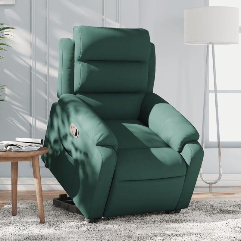 vidaXL Sillón reclinable elevable terciopelo verde oscuro vidaXL Sillón reclinable elevable terciopelo verde oscuro