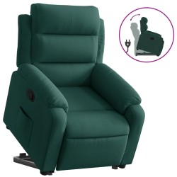 vidaXL Sillón reclinable elevable terciopelo verde oscuro