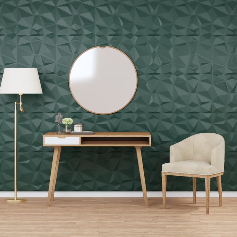 vidaXL Paneles de pared 24 uds XPS diamante verde 50x50 cm 6 m² vidaXL Paneles de pared 24 uds XPS diamante verde 50x50 cm 6 m²
