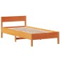 vidaXL Estructura cama con cabecero madera pino marrón cera 100x200 cm