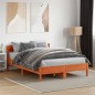 vidaXL Estructura cama con cabecero madera pino marrón cera 120x190 cm vidaXL Estructura cama con cabecero madera pino marrón cera 120x190 cm