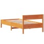 vidaXL Estructura cama con cabecero madera pino marrón cera 100x200 cm