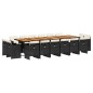 vidaXL Set de muebles jardín 17 pzas con cojines ratán sintético negro
