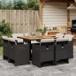 vidaXL Set de comedor de jardín 9 pzas y cojines ratán sintético negro