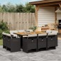 vidaXL Set de comedor jardín 11 pzas con cojines ratán sintético negro vidaXL Set de comedor jardín 11 pzas con cojines ratán sintético negro