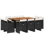 vidaXL Set de comedor jardín 11 pzas con cojines ratán sintético negro vidaXL Set de comedor jardín 11 pzas con cojines ratán sintético negro