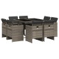 vidaXL Set comedor jardín 9 pzas y cojines ratán sintético gris vidaXL Set comedor jardín 9 pzas y cojines ratán sintético gris