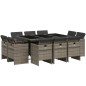 vidaXL Set de comedor de jardín 11 pzas y cojines ratán sintético gris vidaXL Set de comedor de jardín 11 pzas y cojines ratán sintético gris