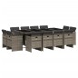 vidaXL Set comedor de jardín con cojines 13 pzas ratán sintético gris vidaXL Set comedor de jardín con cojines 13 pzas ratán sintético gris