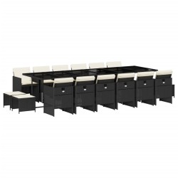 vidaXL Set de muebles jardín 17 pzas con cojines ratán sintético negro