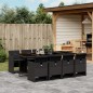 vidaXL Set de comedor de jardín 9 pzas y cojines ratán sintético negro vidaXL Set de comedor de jardín 9 pzas y cojines ratán sintético negro