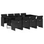 vidaXL Set de comedor de jardín 9 pzas y cojines ratán sintético negro vidaXL Set de comedor de jardín 9 pzas y cojines ratán sintético negro