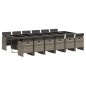 vidaXL Set comedor de jardín con cojines 13 pzas ratán sintético gris vidaXL Set comedor de jardín con cojines 13 pzas ratán sintético gris
