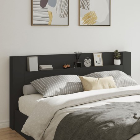 vidaXL Cabecero de cama con LED negro 220x16,5x103,5 cm