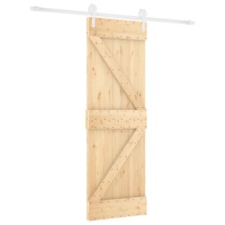 vidaXL Puerta corredera con herrajes madera maciza de pino 70x210 cm